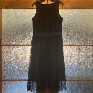 Classic black dress with lace overlay